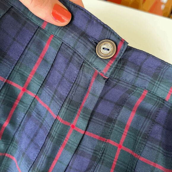 VTG 90s GAP Plaid Tartan Pleated Midi Skirt Rayon Grunge Academia Sz 8 - Picture 8 of 8